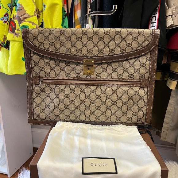 SOLD ‼️‼️Authentic GUCCI Clutch Bag GG PVC Leather Brown F5629 - Picture 9 of 14